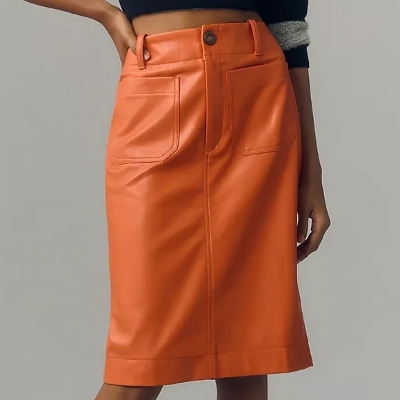Anthropologie The Colette Skirt Faux Leather Edition
